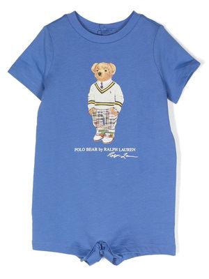 Ralph Lauren Kids Polo Bear-print T-shirt romper - Blue