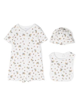 Ralph Lauren Kids Polo Bear printed babygrow set - White