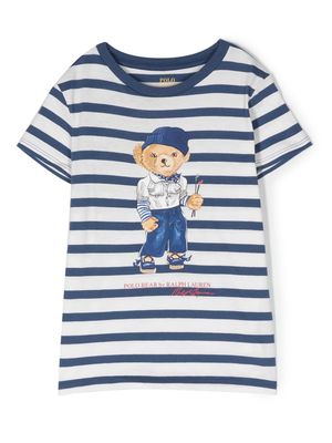 Ralph Lauren Kids Polo Bear striped cotton T-shirt - Blue