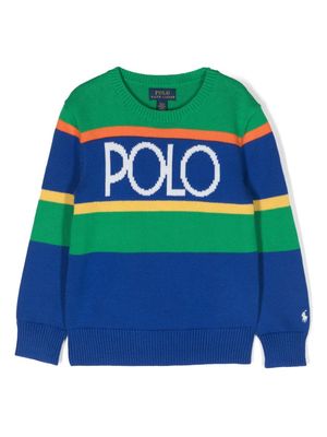 Ralph Lauren Kids Polo-intarsia cotton jumper - Blue