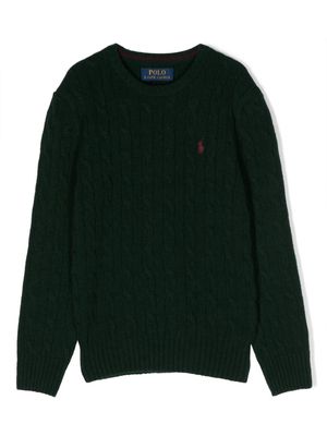 Ralph Lauren Kids Polo Pony cable-knit jumper - Green