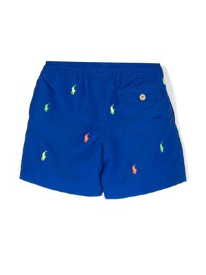 Ralph Lauren Kids Polo Pony drawstring swim shorts - Blue