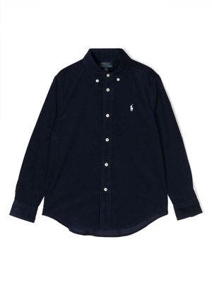 Ralph Lauren Kids Polo Pony-embroidered corduroy shirt - Blue