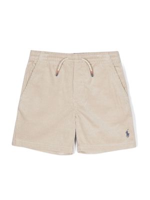 Ralph Lauren Kids Polo Pony-embroidered corduroy shorts - Neutrals