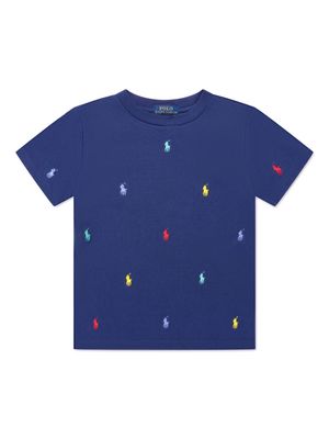 Ralph Lauren Kids Polo Pony-embroidered cotton-blend T-shirt - Blue