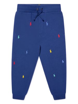 Ralph Lauren Kids Polo Pony-embroidered cotton track pants - Blue