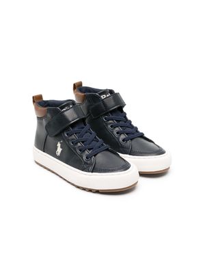 Ralph Lauren Kids Polo Pony-embroidered high-top sneakers - Blue