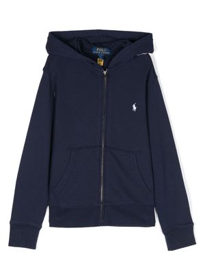 Ralph Lauren Kids Polo Pony-embroidered <ip hoodie - Blue