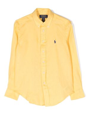Ralph Lauren Kids Polo Pony-embroidered linen shirt - Yellow