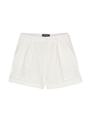 Ralph Lauren Kids Polo Pony-embroidered linen shorts - White