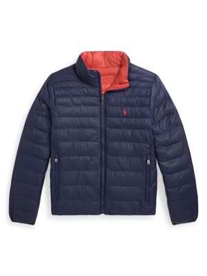 Ralph Lauren Kids Polo Pony-embroidered padded jacket - Blue