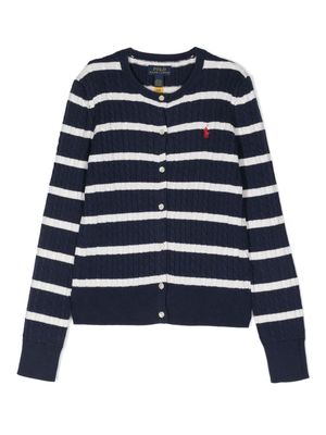 Ralph Lauren Kids Polo Pony-embroidered striped cotton cardigan - Blue