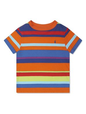 Ralph Lauren Kids Polo Pony-embroidered striped cotton T-shirt - Blue