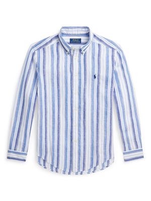 Ralph Lauren Kids Polo Pony-embroidered striped shirt - Blue