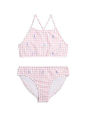 Ralph Lauren Kids Polo Pony embroidered two-piece swimsuit - Pink