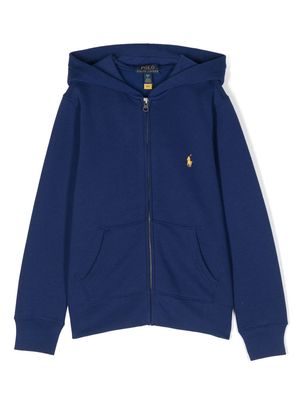 Ralph Lauren Kids Polo-Pony-embroidered zipped hoodie - Blue