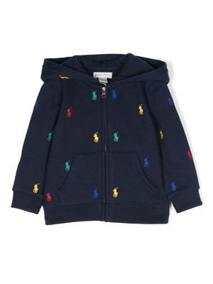 Ralph Lauren Kids Polo Pony-embroidery hoodie - Blue