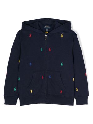 Ralph Lauren Kids Polo Pony-motif hoodie - Blue