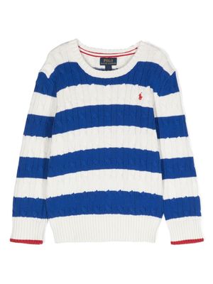 Ralph Lauren Kids Polo-Pony-motif striped jumper - Blue