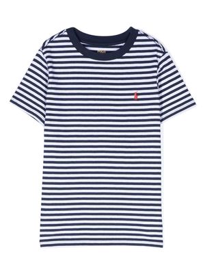 Ralph Lauren Kids Polo Pony motif striped T-shirt - Blue