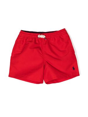 Ralph Lauren Kids Polo Pony motif swim shorts - Red