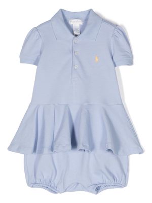 Ralph Lauren Kids Polo Pony piqué romper - Blue