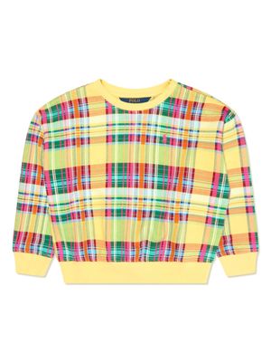 Ralph Lauren Kids Polo Pony plaid sweatshirt - Yellow