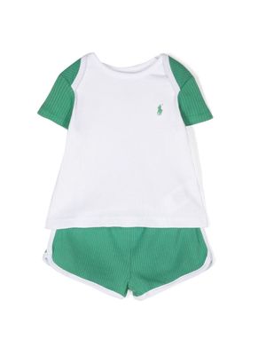 Ralph Lauren Kids Polo Pony ribbed shorts set - Green