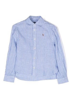 Ralph Lauren Kids Polo Pony striped linen shirt - Blue