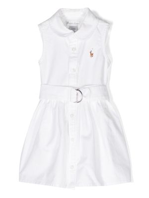 Ralph Lauren Kids Pony-embroidered belted dress - White