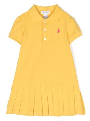 Ralph Lauren Kids Pony-embroidered pleated dress - Yellow