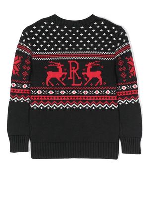 Ralph Lauren Kids Reindeer intarsia-knit jumper - Black
