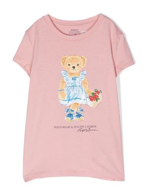 Ralph Lauren Kids signature Polo Bear-motif cotton T-shirt - Pink
