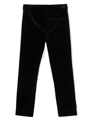 Ralph Lauren Kids silk-panel velvet trousers - Black