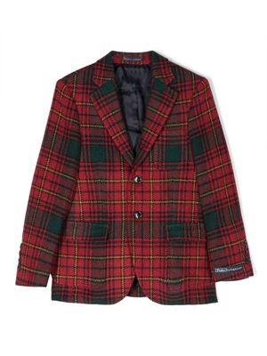 Ralph Lauren Kids single-breasted plaid wool blazer - Red