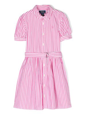Ralph Lauren Kids striped belted shirtdress - Pink
