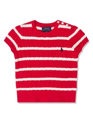 Ralph Lauren Kids striped cable-knit top - Red