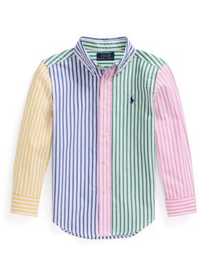 Ralph Lauren Kids striped colourblock shirt - Blue