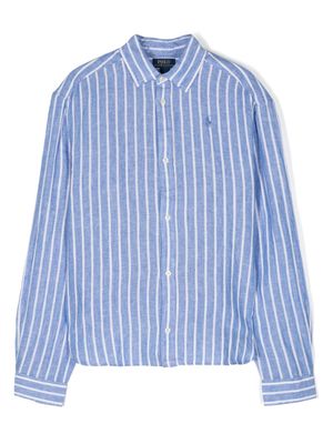 Ralph Lauren Kids striped linen shirt - Blue