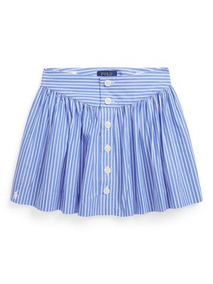 Ralph Lauren Kids striped logo-embroidered cotton skirt - Blue