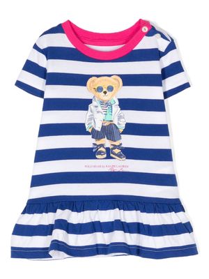 Ralph Lauren Kids striped teddy-print T-shirt - Blue