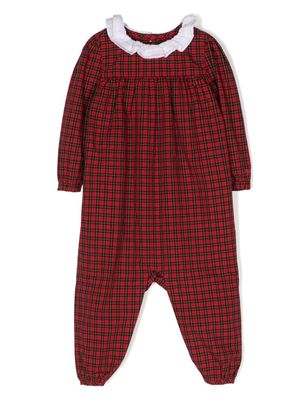 Ralph Lauren Kids tartan-check cotton romper - Red