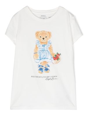 Ralph Lauren Kids Teddy-Bear cotton T-shirt - White