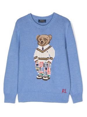 Ralph Lauren Kids teddy bear motif knitted jumper - Blue