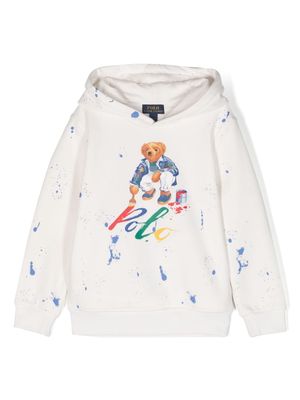 Ralph Lauren Kids Teddy Bear-print cotton hoodie - White