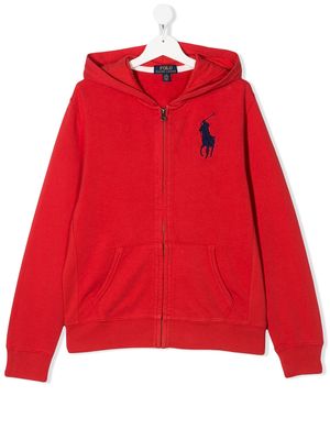 Ralph Lauren Kids TEEN contrast logo hoodie - Red