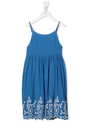 Ralph Lauren Kids TEEN floral-embroidered sleeveless dress - Blue