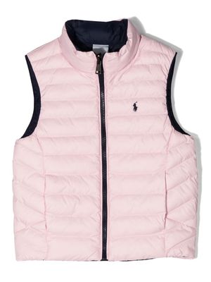 Ralph Lauren Kids Terra logo-embroidered reversible vest - Pink