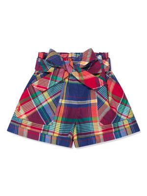 Ralph Lauren Kids tie-waist cotton Madras shorts - Blue