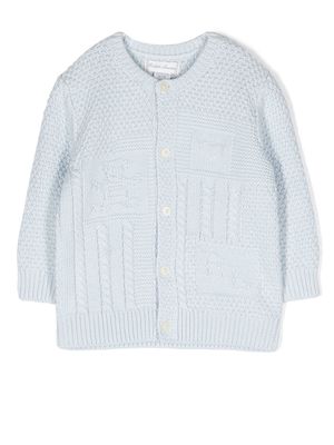 Ralph Lauren Kids tonal-motif contrast-knit cardigan - Blue